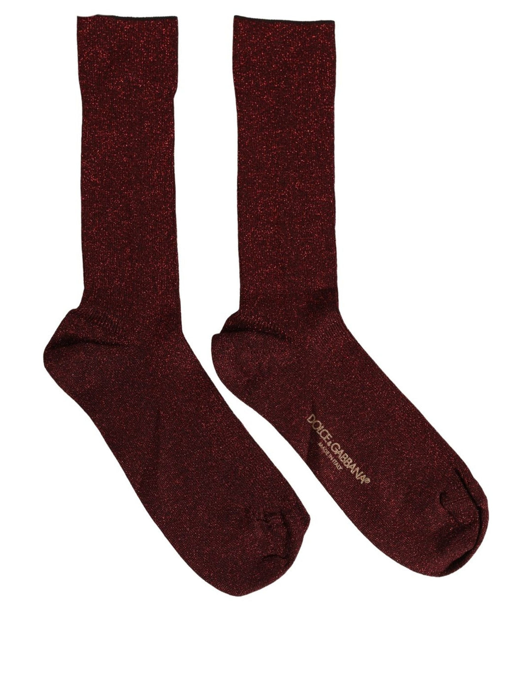 Dolce &amp; Gabbana Maroon Viscose DG Logo Mid Calf Accessory Socks