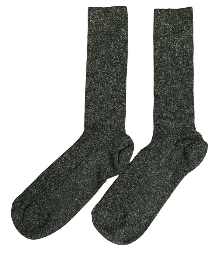 Dolce &amp; Gabbana Dark Green Viscose Logo Mid Calf Accessory Socks