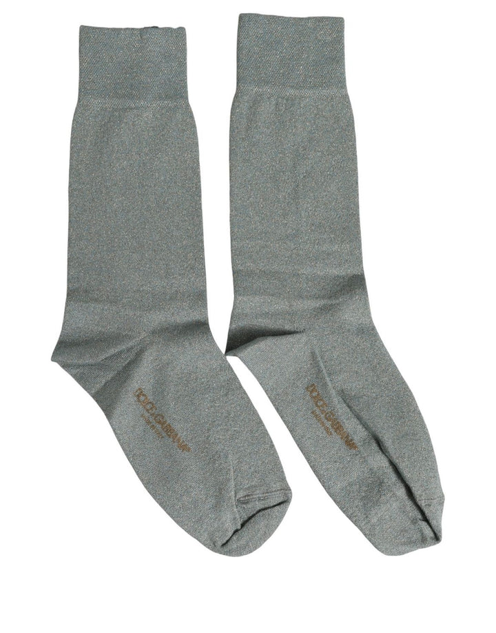 Dolce &amp; Gabbana Gray Viscose Logo Mid Calf Accessory Socks