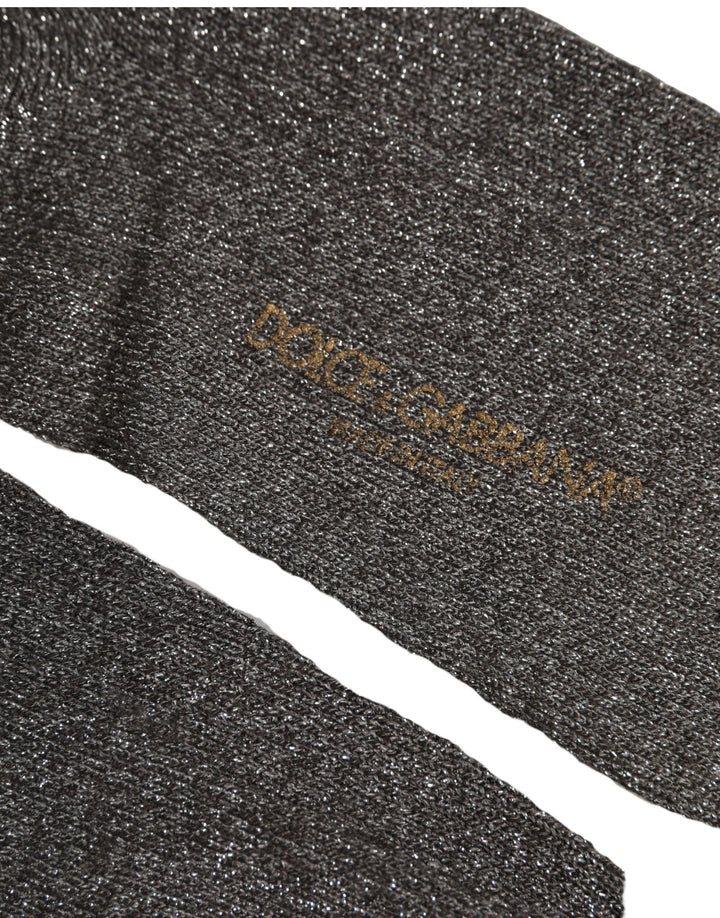 Dolce &amp; Gabbana Dark Gray Viscose Logo Mid Calf Accessory Socks