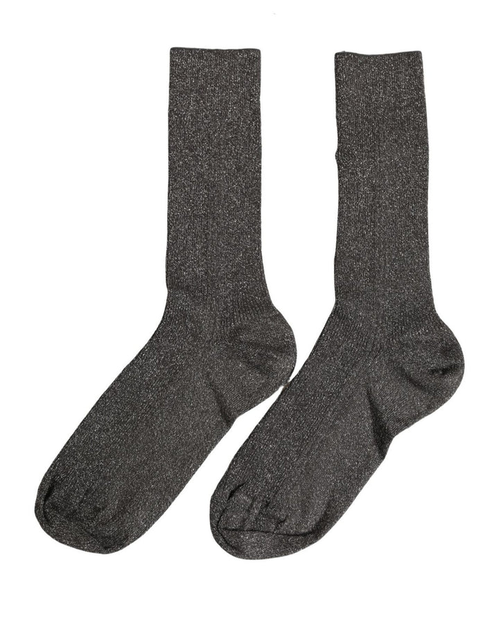 Dolce &amp; Gabbana Dark Gray Viscose Logo Mid Calf Accessory Socks