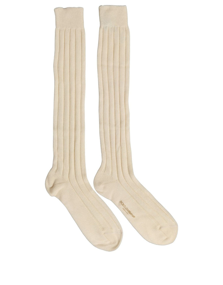 Dolce &amp; Gabbana Beige Wool Stretch Knee High Accessory Socks