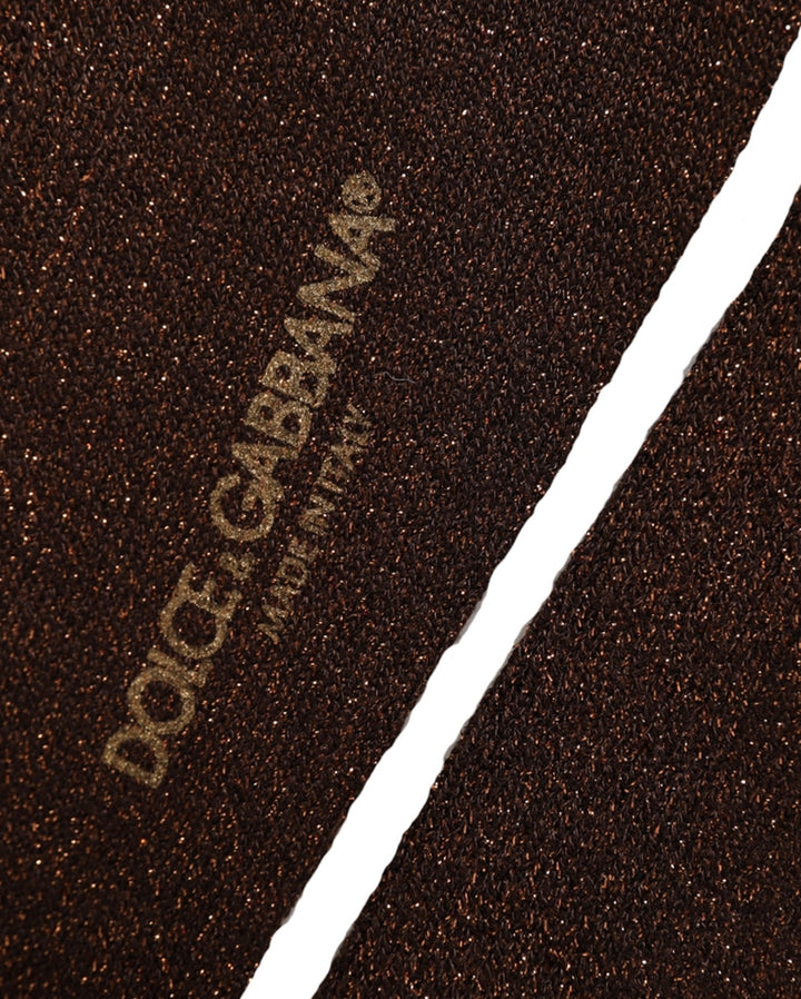 Dolce &amp; Gabbana Dark Brown Viscose Logo Mid Calf Accessory Socks