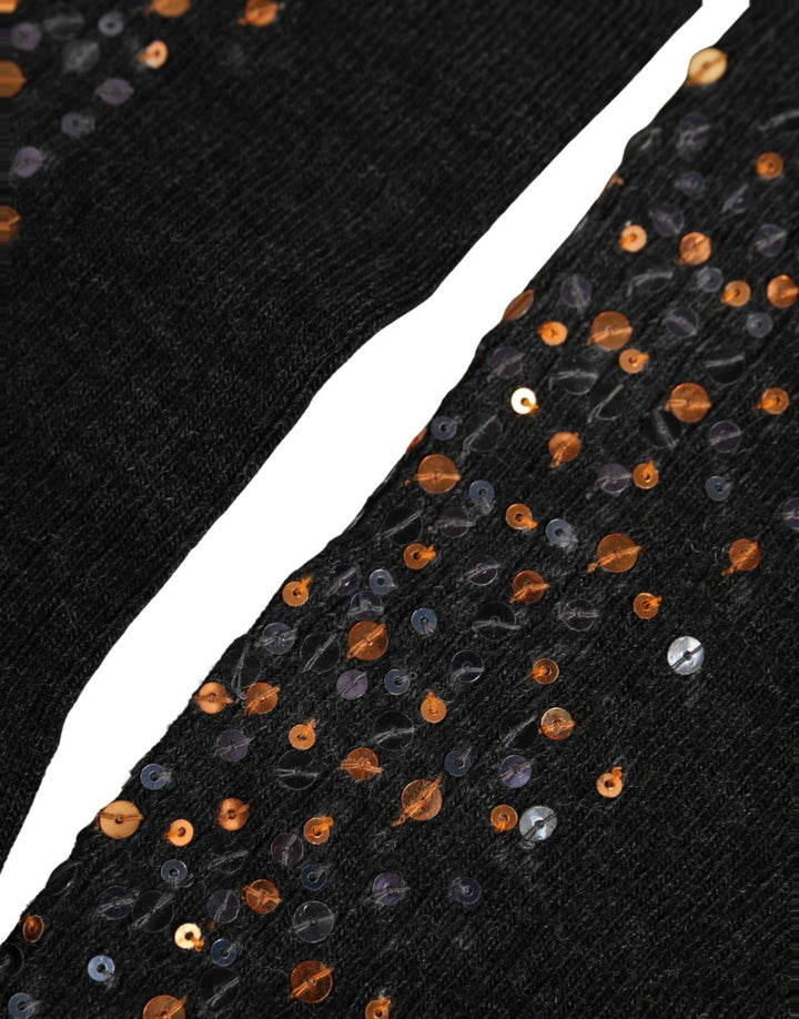 Dolce &amp; Gabbana Dark Gray Sequined Wool Knee High Accessory Socks