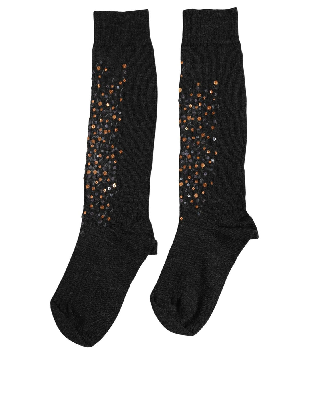 Dolce &amp; Gabbana Dark Gray Sequined Wool Knee High Accessory Socks