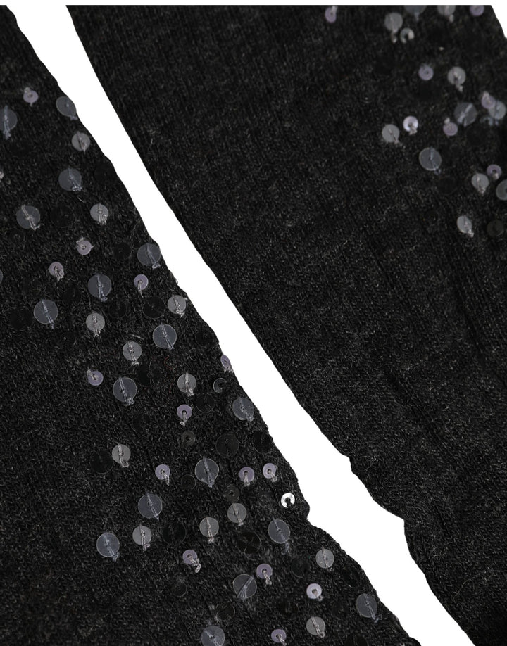 Dolce &amp; Gabbana Dark Gray Sequined Wool Knee High Accessory Socks