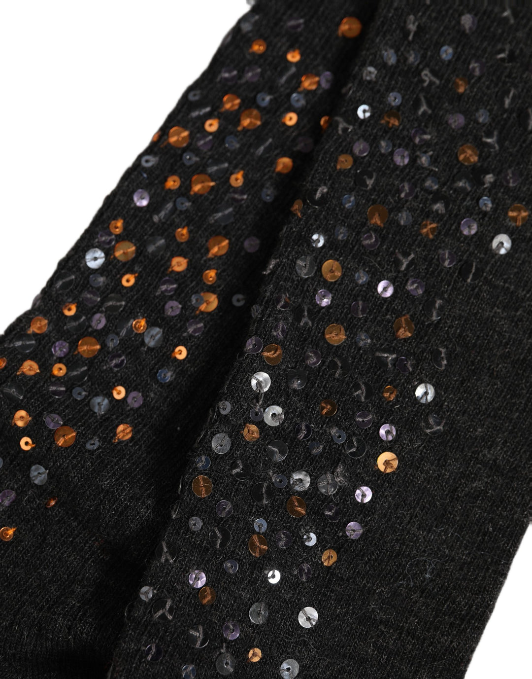 Dolce &amp; Gabbana Dark Gray Sequined Wool Knee High Accessory Socks