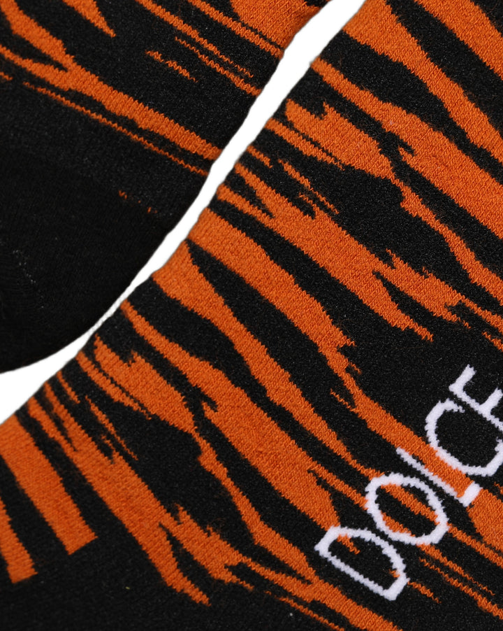 Dolce &amp; Gabbana Orange Black Tiger Stripe Knee High Accessory Socks