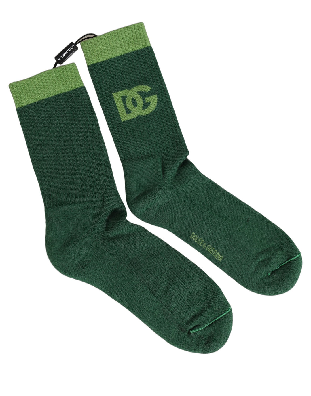 Dolce &amp; Gabbana Green DG Logo Nylon Mid Calf Accessory Socks