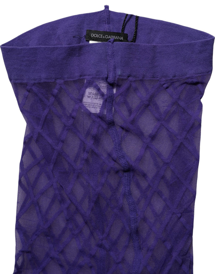 Dolce &amp; Gabbana Purple Nylon Fishnet Pantyhose Stockings Socks