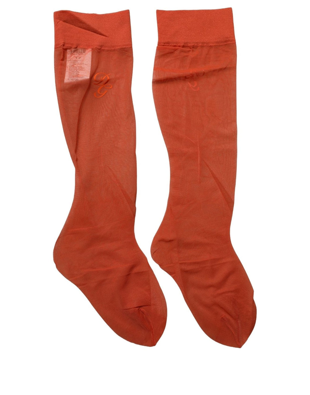 Dolce &amp; Gabbana Orange Knee High Sheer Nylon Accessory Socks