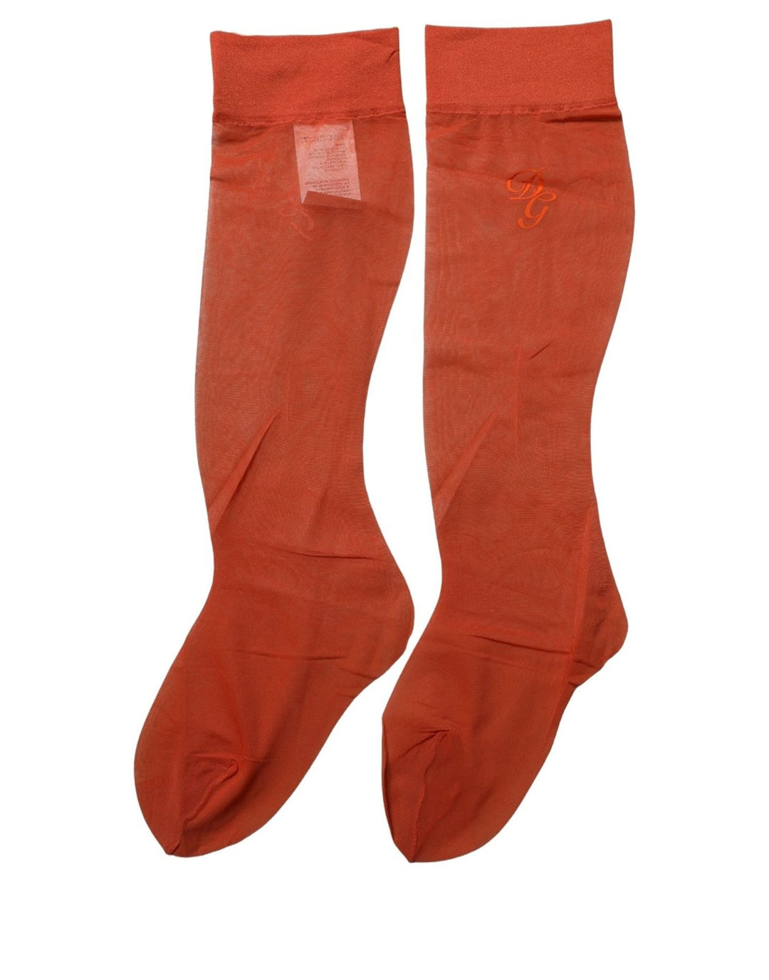 Dolce &amp; Gabbana Orange Knee High Sheer Nylon Accessory Socks