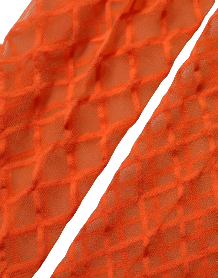 Dolce &amp; Gabbana Orange Nylon Fishnet Pantyhose Stockings Socks