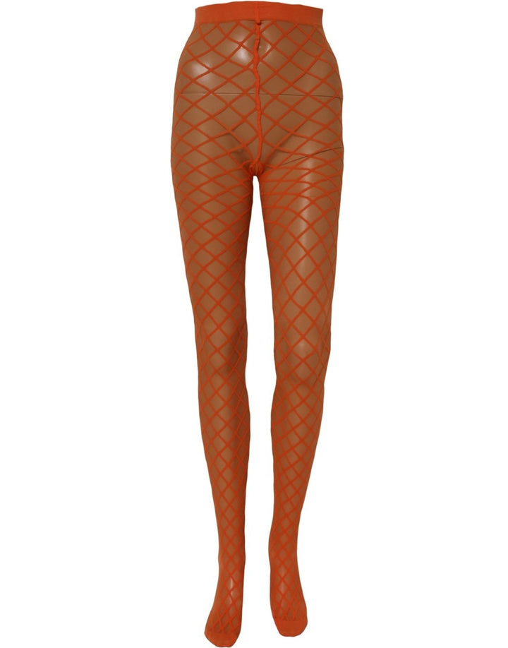 Dolce &amp; Gabbana Orange Nylon Fishnet Pantyhose Stockings Socks