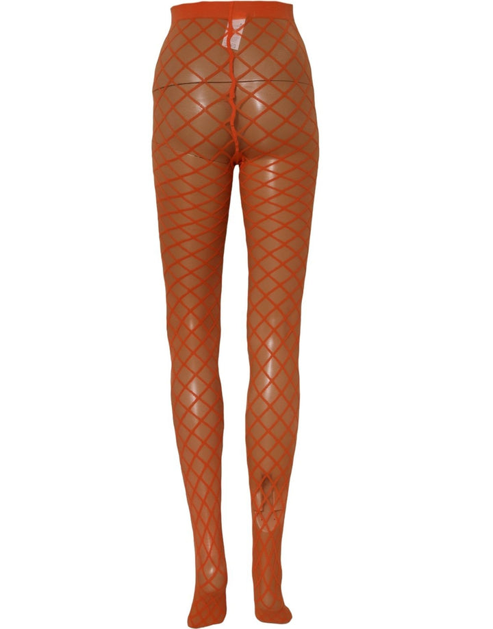 Dolce &amp; Gabbana Orange Nylon Fishnet Pantyhose Stockings Socks