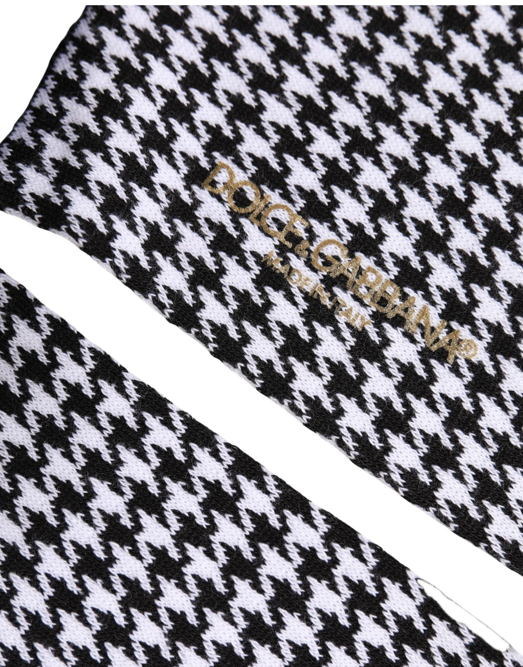 Dolce &amp; Gabbana Black White Houndstooth Mid Calf Accessory Socks