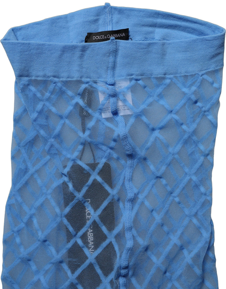 Dolce &amp; Gabbana Light Blue Nylon Fishnet Pantyhose Stockings Socks