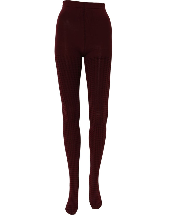Dolce &amp; Gabbana Burgundy Nylon Fishnet Pantyhose Stockings Socks