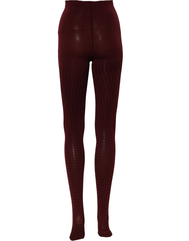Dolce &amp; Gabbana Burgundy Nylon Fishnet Pantyhose Stockings Socks