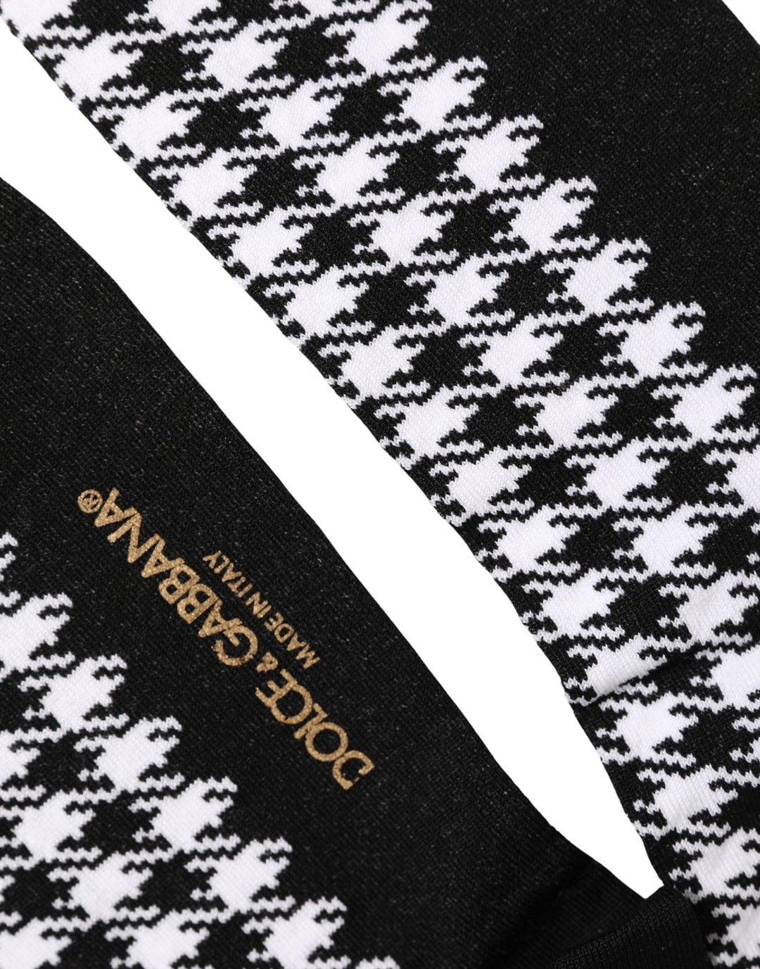 Dolce &amp; Gabbana Black White Houndstooth Mid Calf Accessory Socks