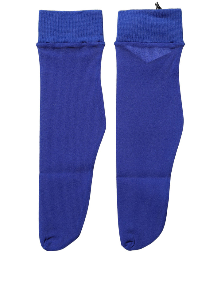 Dolce &amp; Gabbana Royal Blue Mid Calf Sheer Nylon Accessory Socks