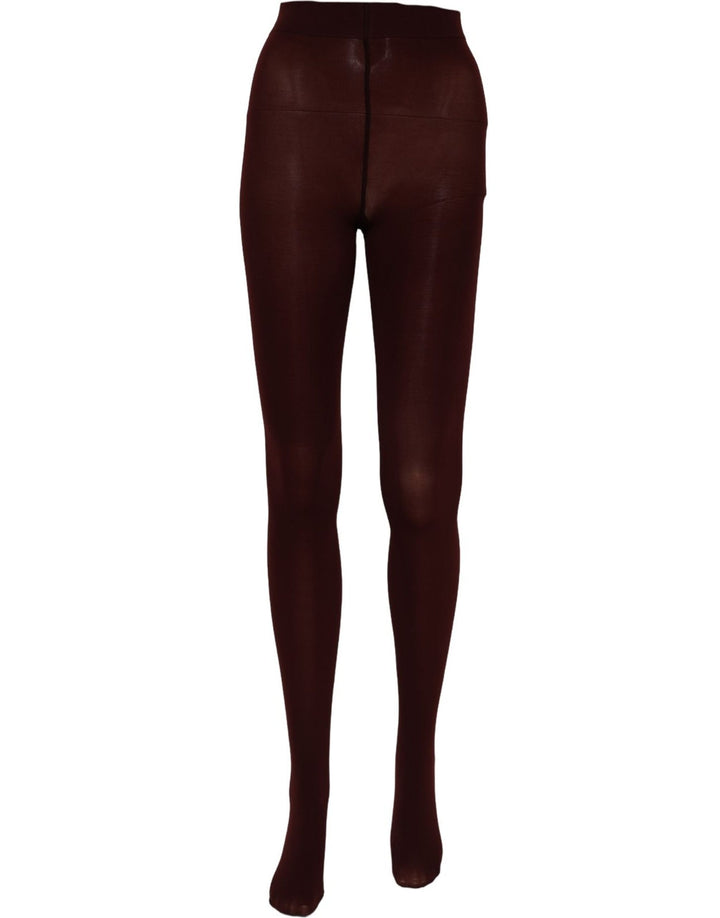 Dolce &amp; Gabbana Maroon Nylon Tights Stocking Pantyhose Socks