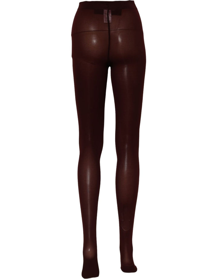 Dolce &amp; Gabbana Maroon Nylon Tights Stocking Pantyhose Socks