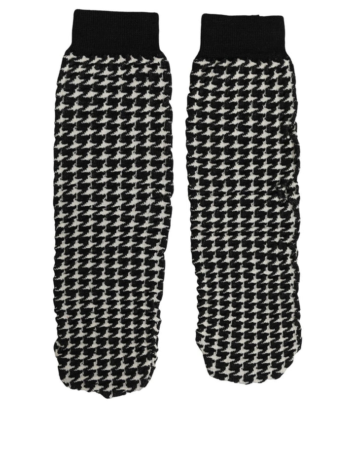 Dolce &amp; Gabbana Black White Houndstooth Ankle Length Socks