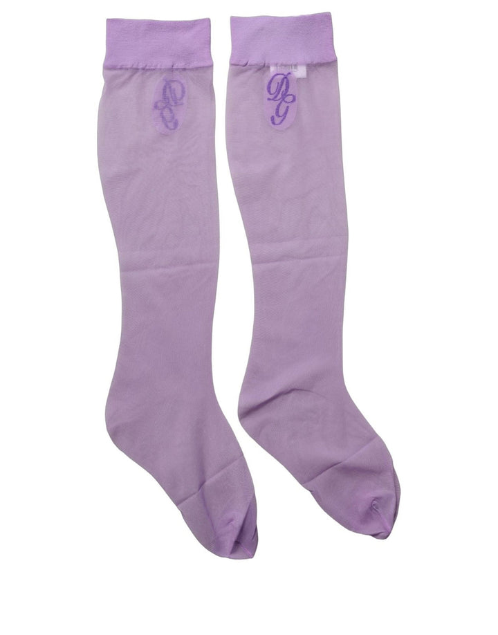 Dolce &amp; Gabbana Purple Knee High Sheer Nylon Accessory Socks