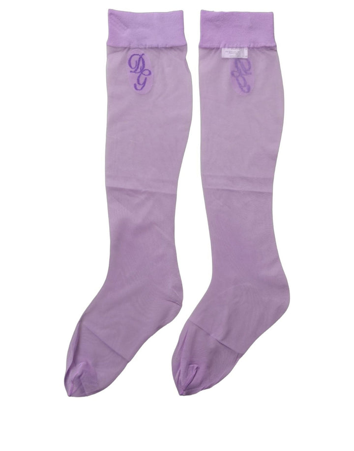 Dolce &amp; Gabbana Purple Knee High Sheer Nylon Accessory Socks