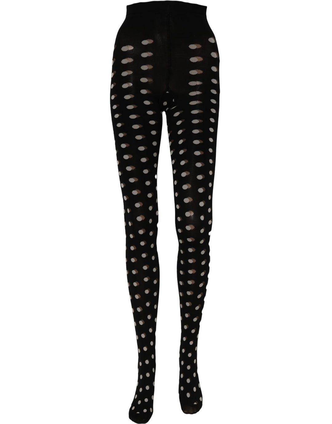 Dolce &amp; Gabbana Black Polka Dot Fishnet Pantyhose Stockings Socks