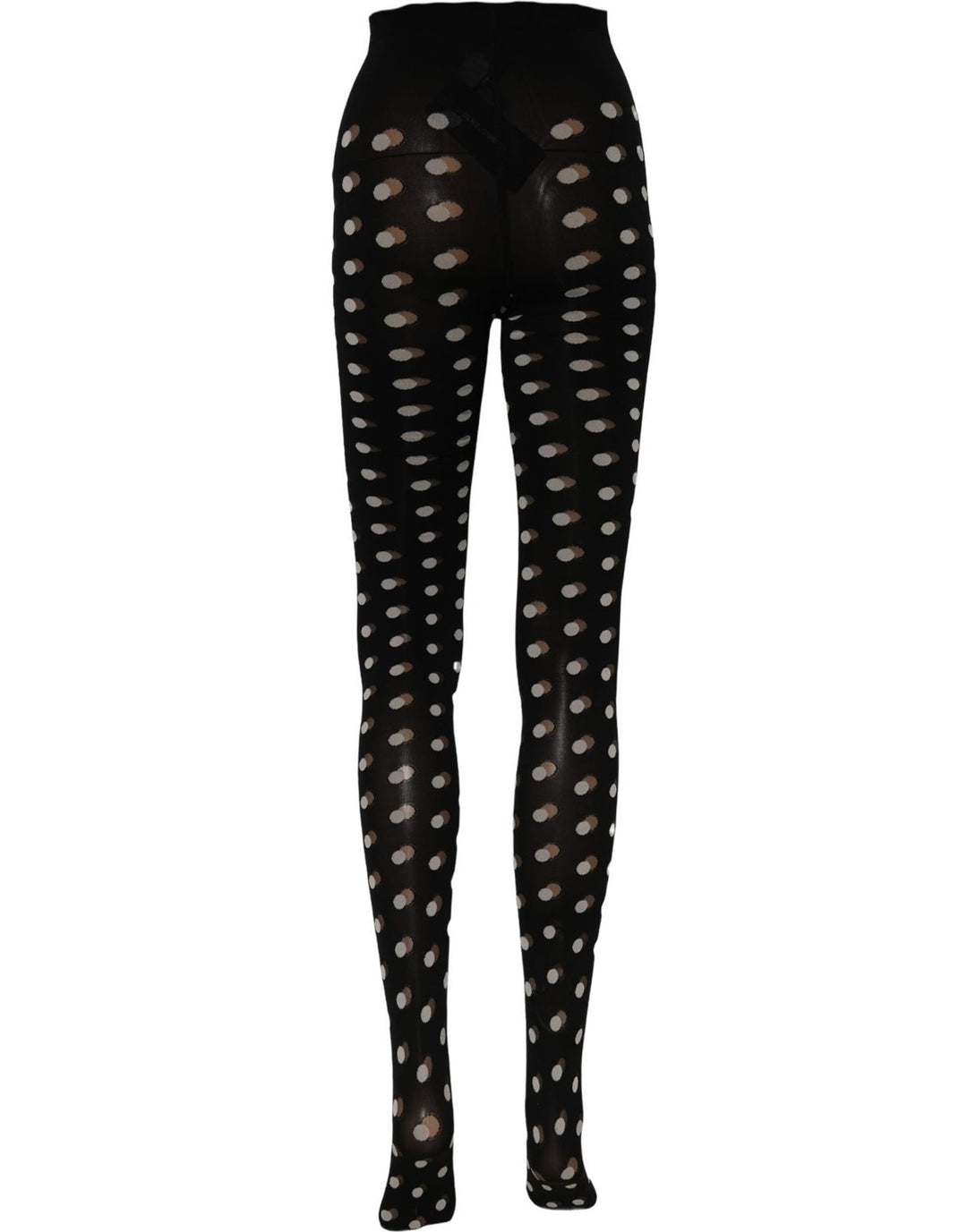 Dolce &amp; Gabbana Black Polka Dot Fishnet Pantyhose Stockings Socks