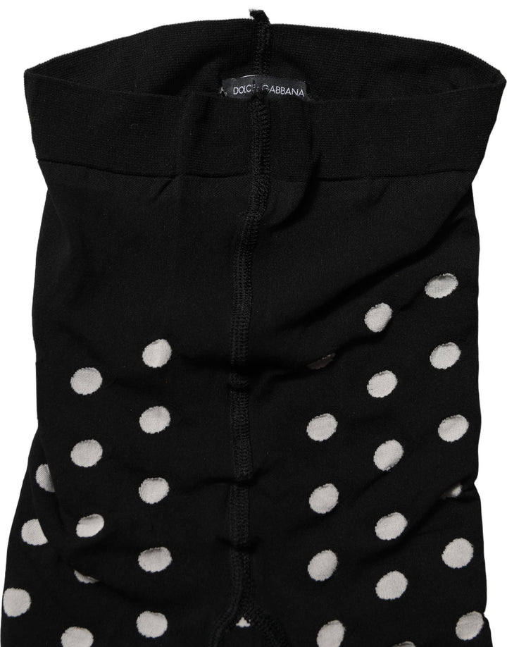 Dolce &amp; Gabbana Black Polka Dot Fishnet Pantyhose Stockings Socks