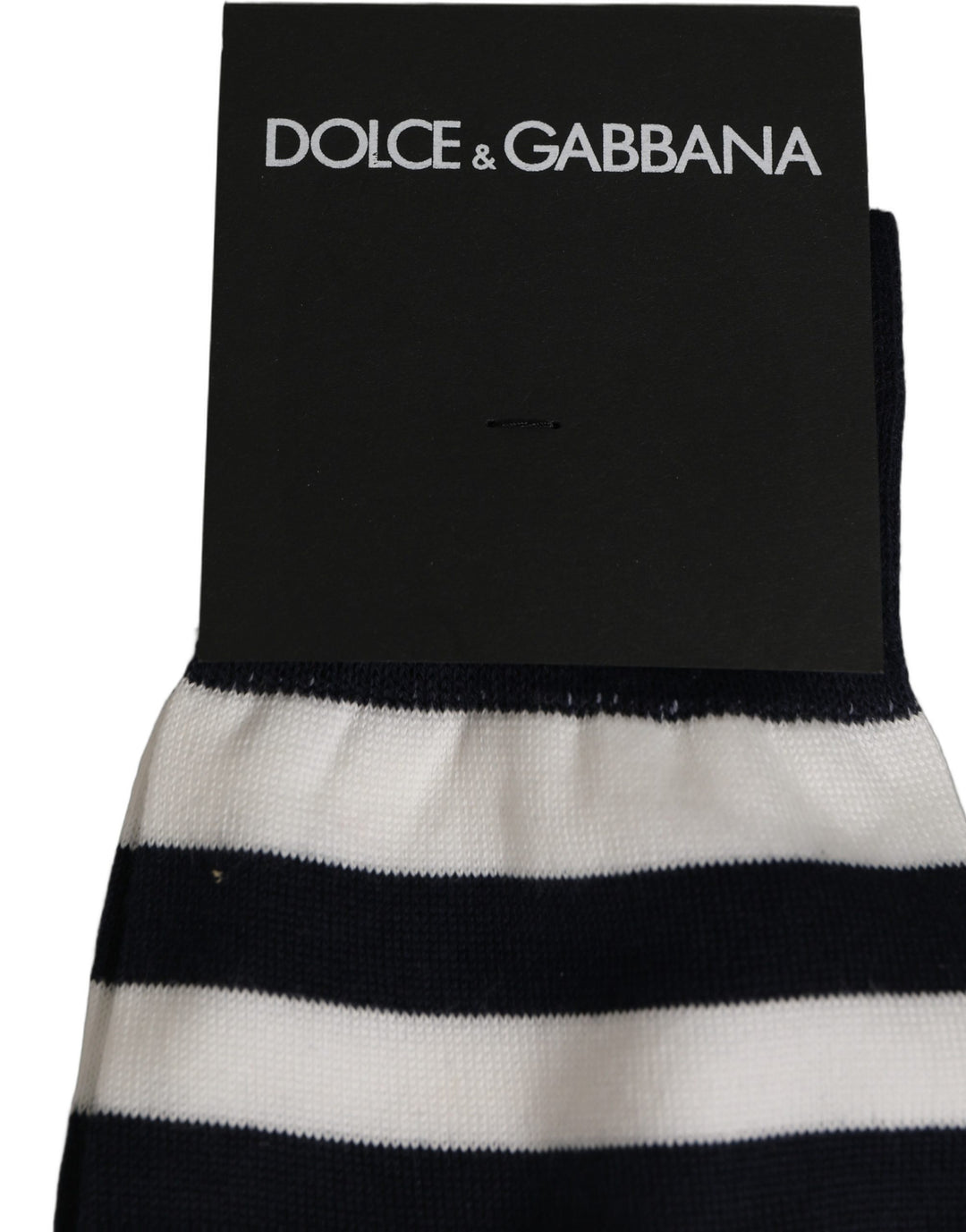 Dolce &amp; Gabbana Black White Stripes Cotton Mid Calf Accessory Socks
