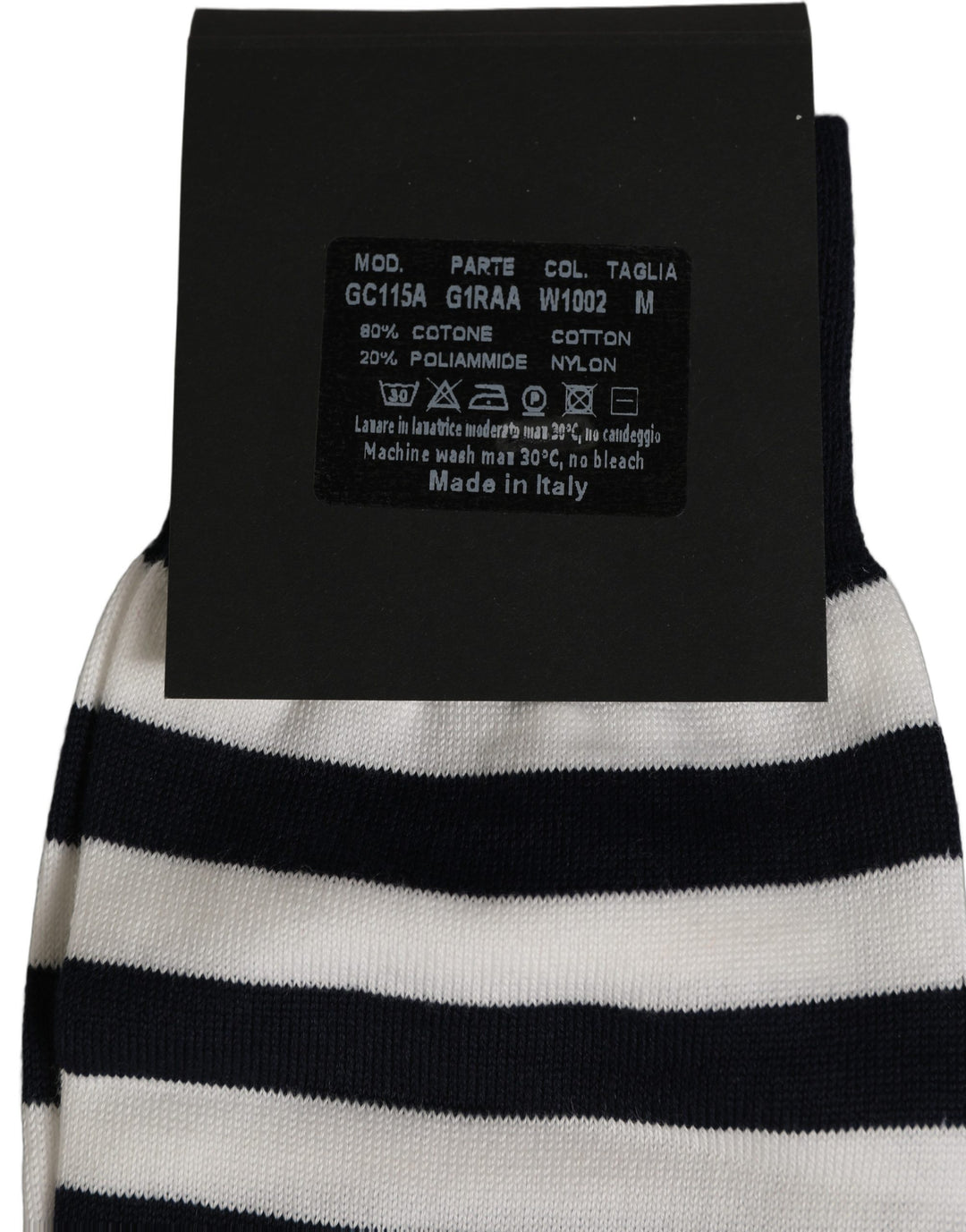 Dolce &amp; Gabbana Black White Stripes Cotton Mid Calf Accessory Socks