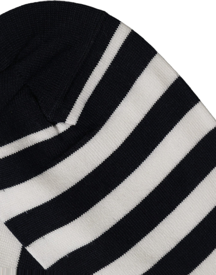 Dolce &amp; Gabbana Black White Stripes Cotton Mid Calf Accessory Socks