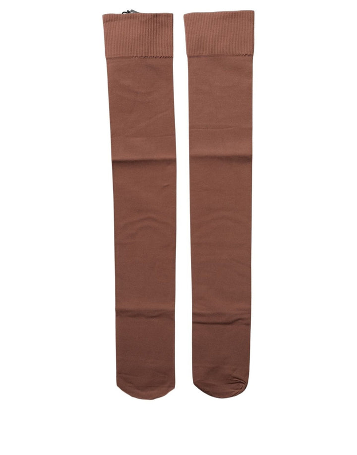 Dolce &amp; Gabbana Brown Nylon Stretch Over The Calf Stockings Socks