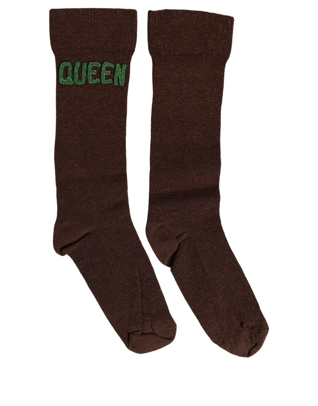 Dolce &amp; Gabbana Brown Embroidered Cotton Mid Calf Accessory Socks