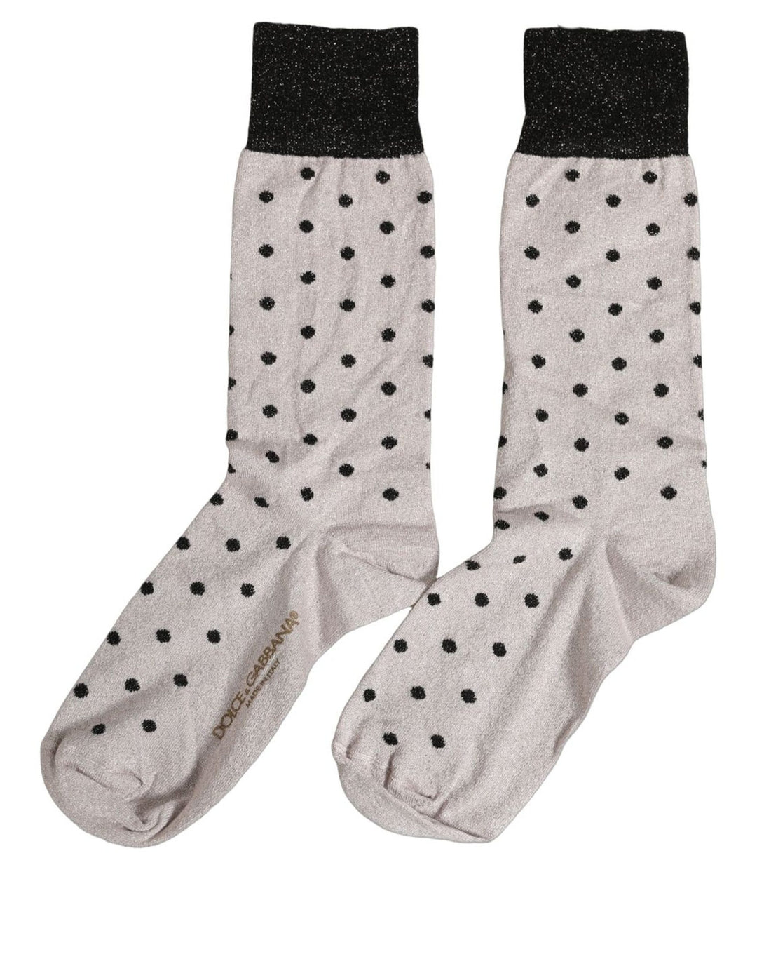 Dolce &amp; Gabbana Gray Viscose Stretch Dotted Women Accessory Socks