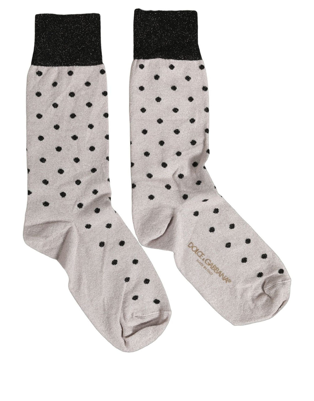 Dolce &amp; Gabbana Gray Viscose Stretch Dotted Women Accessory Socks