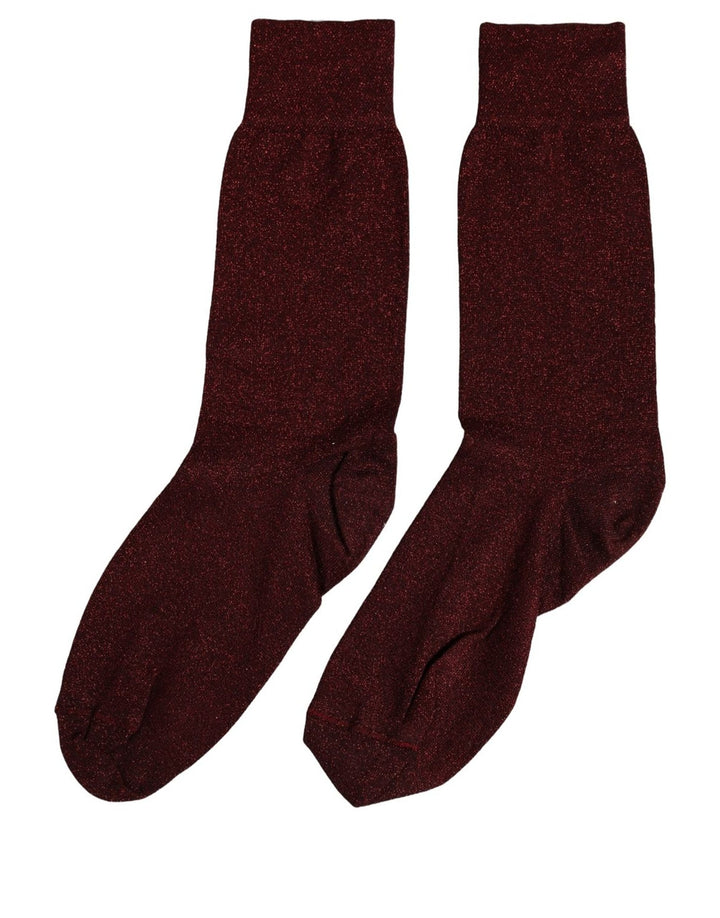 Dolce &amp; Gabbana Burgundy Viscose Mid Calf Accessory Socks