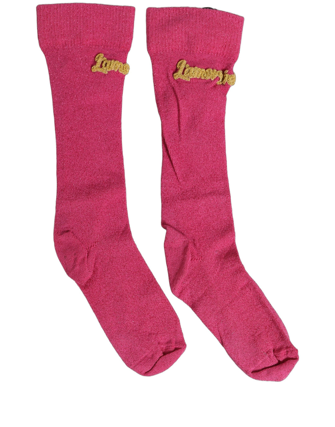 Dolce &amp; Gabbana Pink Embroidered Cotton Mid Calf Accessory Socks