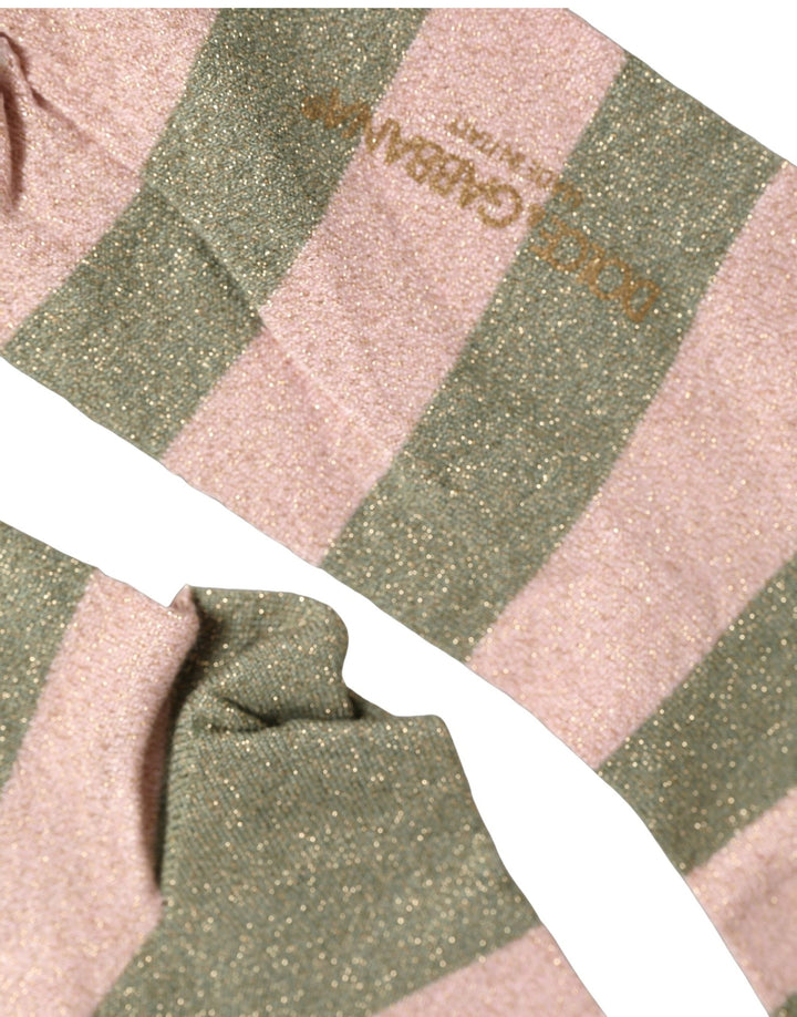 Dolce &amp; Gabbana Gray Pink Stripes Mid Calf Accessory Socks