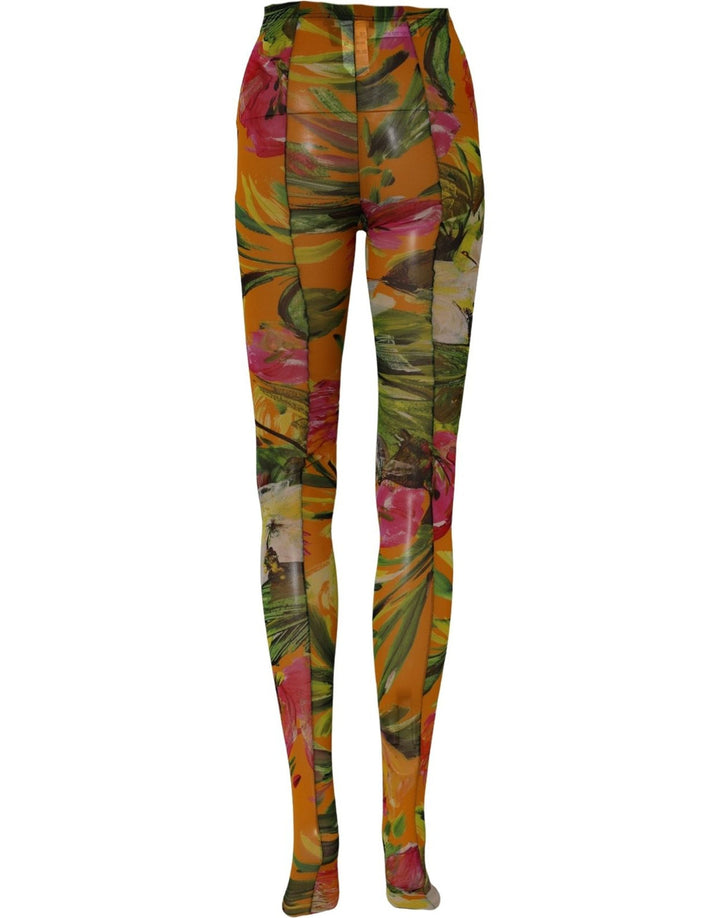 Dolce &amp; Gabbana Floral Nylon Tights Stockings Multicolor Socks