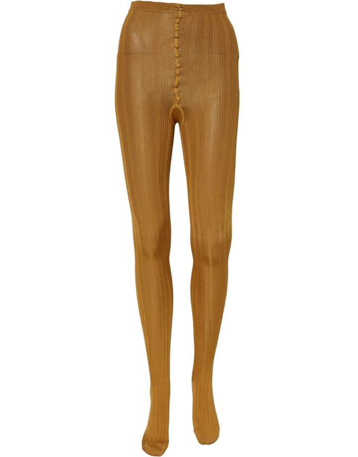 Dolce &amp; Gabbana Mustard Nylon Tights Pantyhose Stockings Socks