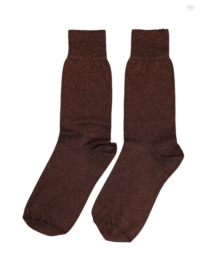 Dolce &amp; Gabbana Dark Brown Viscose Mid Calf Accessory Socks