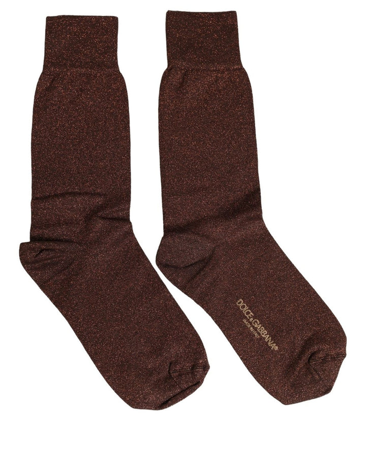 Dolce &amp; Gabbana Dark Brown Viscose Mid Calf Accessory Socks