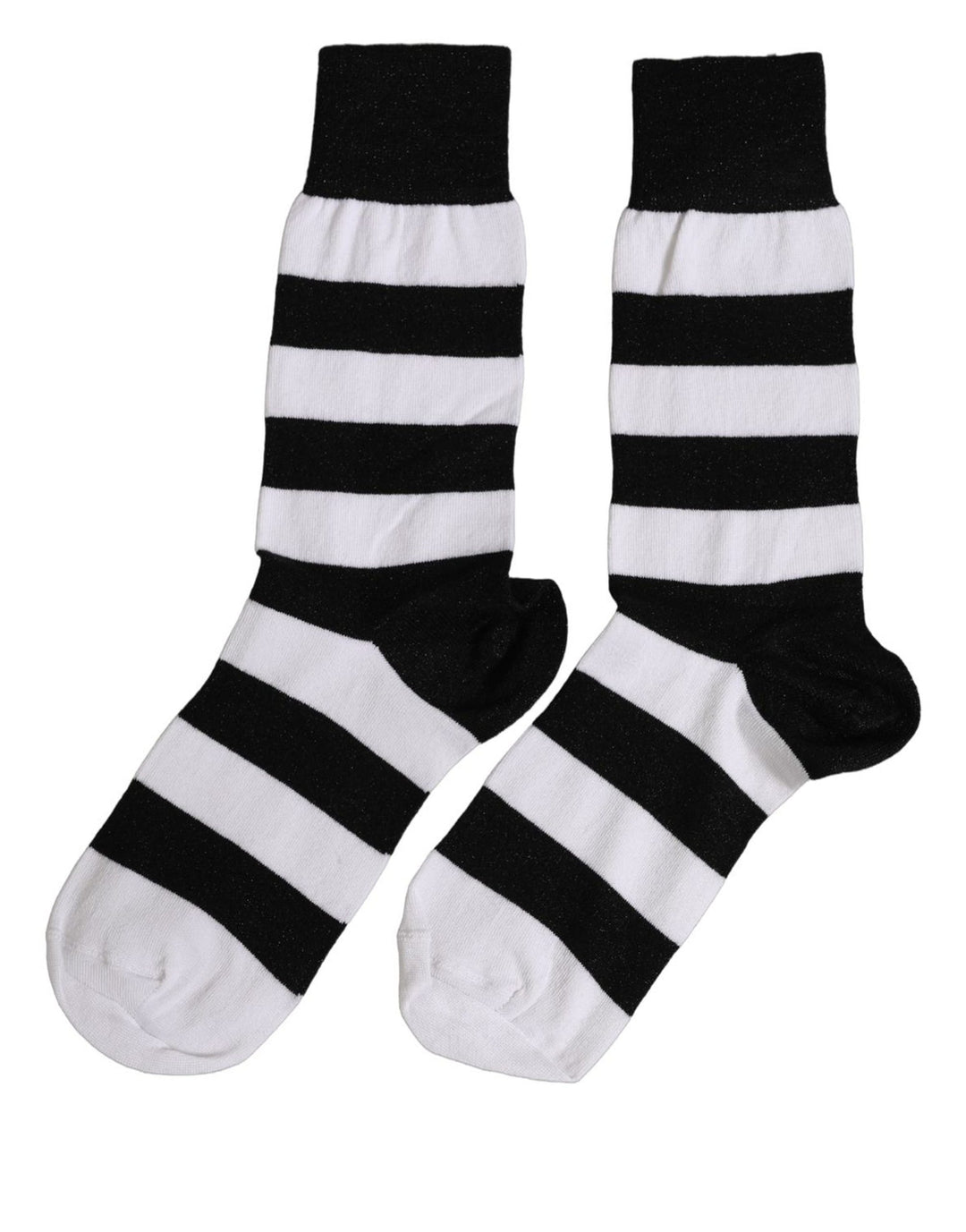 Dolce &amp; Gabbana Black White Stripes Mid Calf Accessory Socks