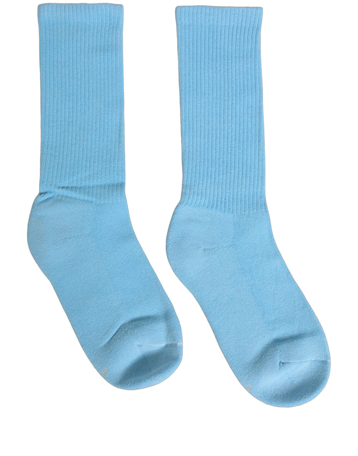 Dolce &amp; Gabbana Light Blue Cotton Ribbed Mid Calf Accessory Socks