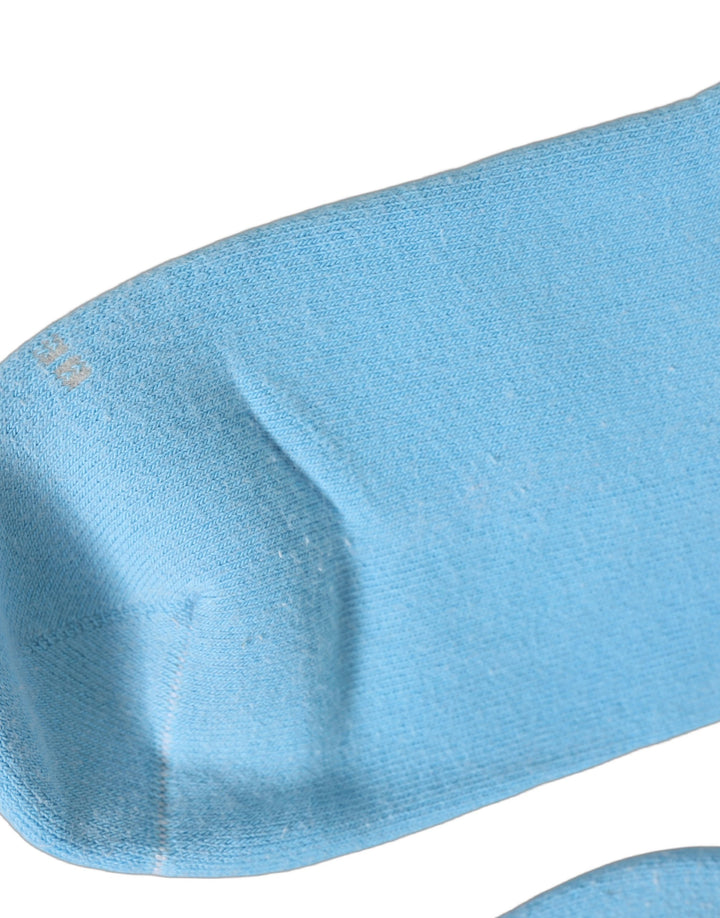 Dolce &amp; Gabbana Light Blue Cotton Ribbed Mid Calf Accessory Socks